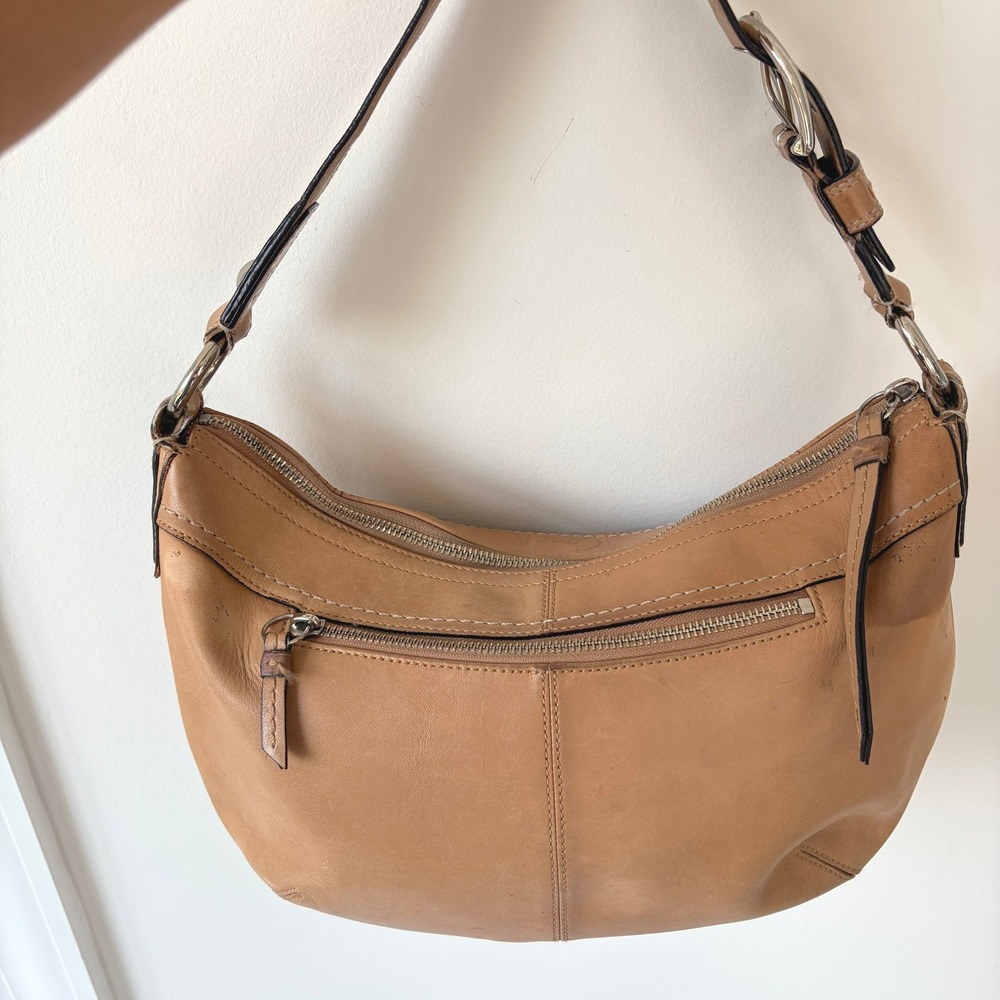 Coach Ergo Pleated Hobo Tan Leather Shoulder Bag F13730 Vintage Buckle Strap - Picture 11 of 15